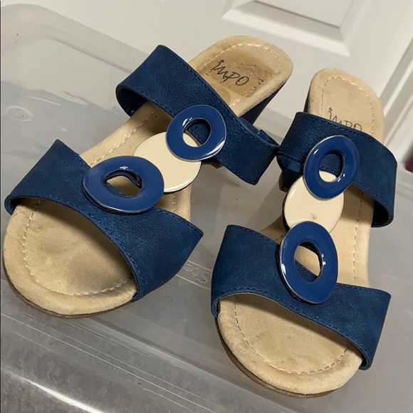 Impo open toe blue Slide ons heels. Size 8 - Picture 3 of 11